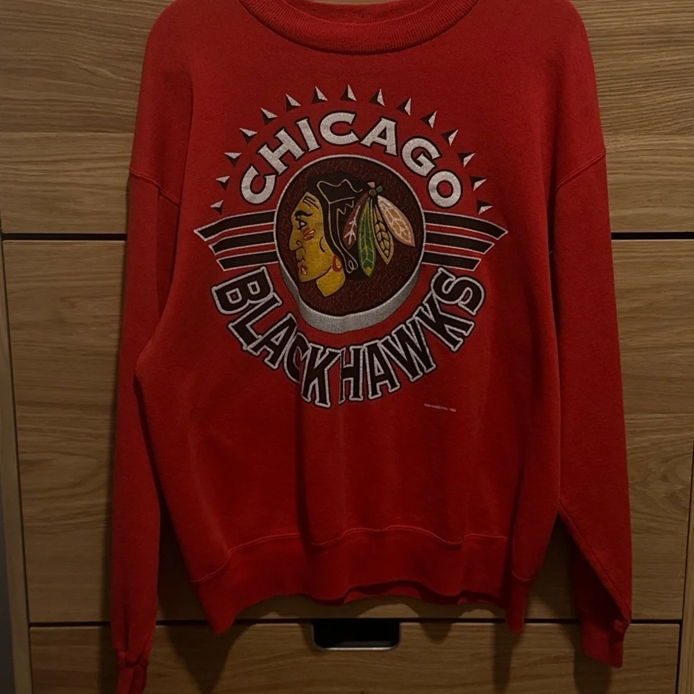 Rare Vintage 1993 Chicago Blackhawks Crewneck Sweatshirt Team Hanes NHL USA Made
